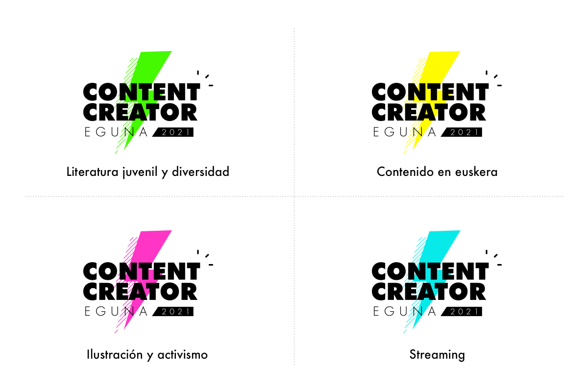 Logotipo con difertnes colores de Content Creator Eguna 2021