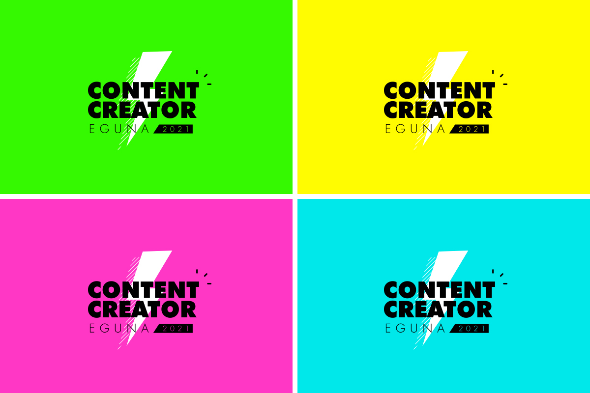 Logotipo sobre los diferetnes colores de Content Creator Eguna 2021